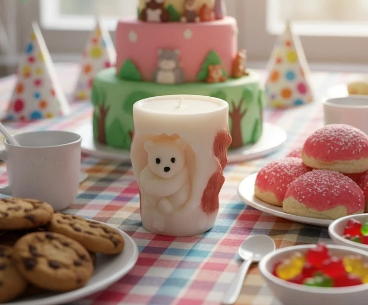 Bougie décorative ourson dans un arbre