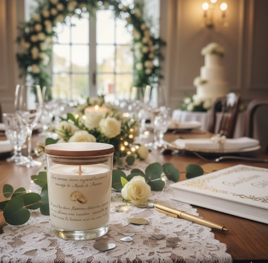 Bougie personnalisée pour mariage, anniversaire, baptême...