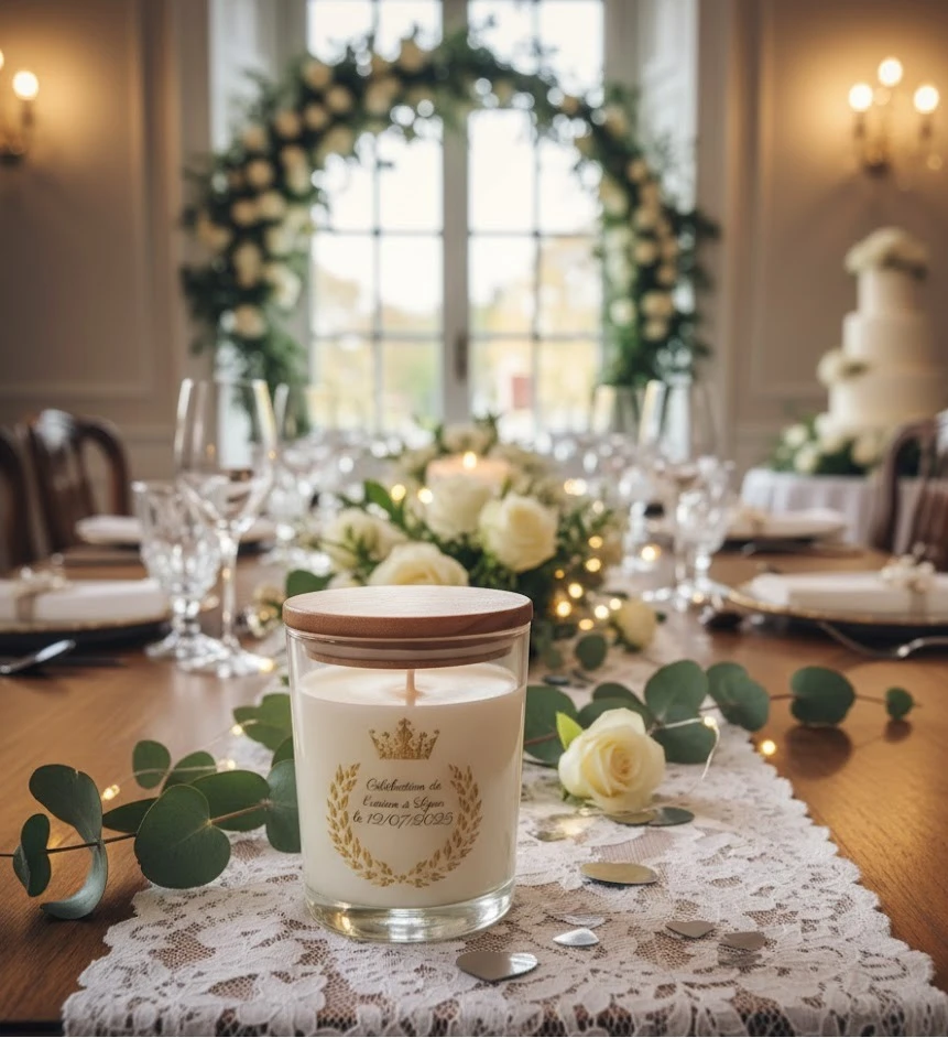 Bougie personnalisée pour mariage, anniversaire, baptême...