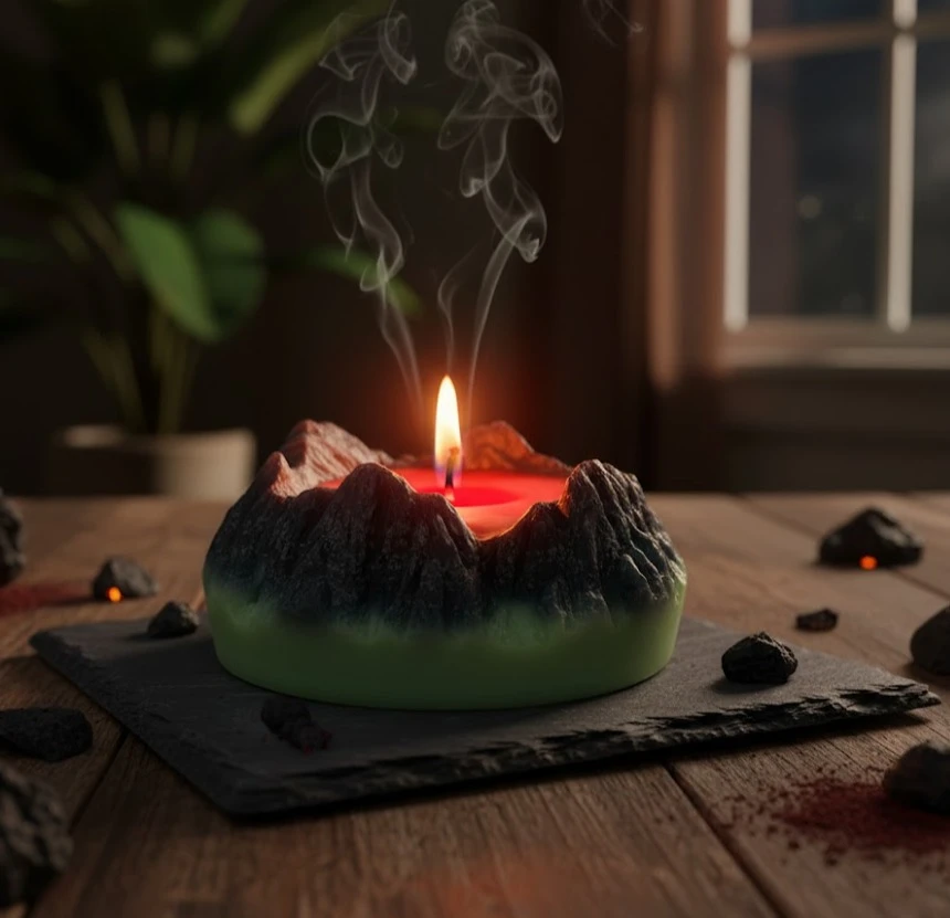 Bougie décorative volcan en fusion